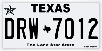 TX license plate DRW7012