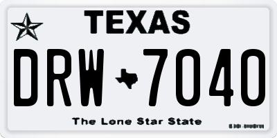 TX license plate DRW7040