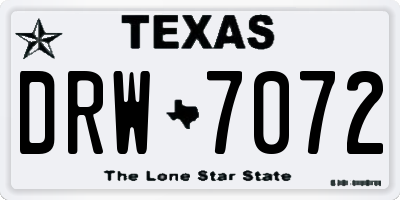 TX license plate DRW7072