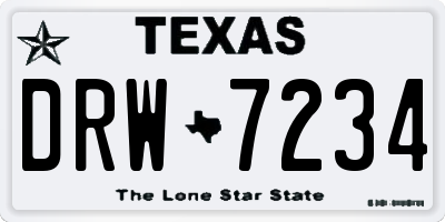TX license plate DRW7234