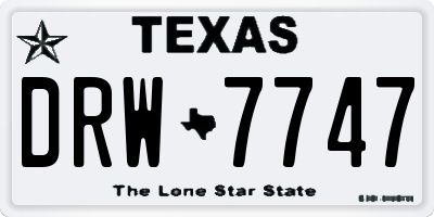 TX license plate DRW7747