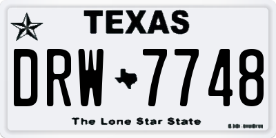 TX license plate DRW7748