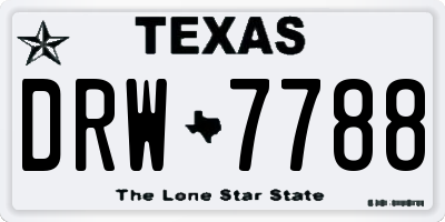 TX license plate DRW7788