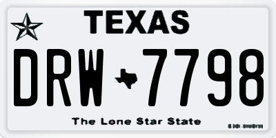 TX license plate DRW7798