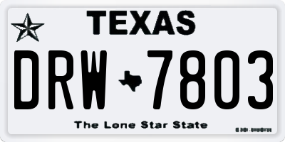 TX license plate DRW7803