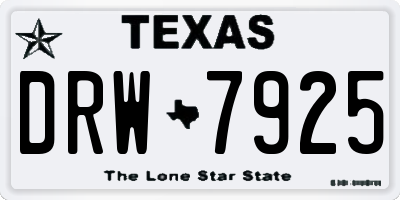 TX license plate DRW7925