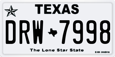 TX license plate DRW7998