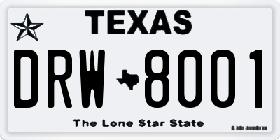 TX license plate DRW8001