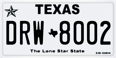 TX license plate DRW8002