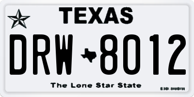 TX license plate DRW8012