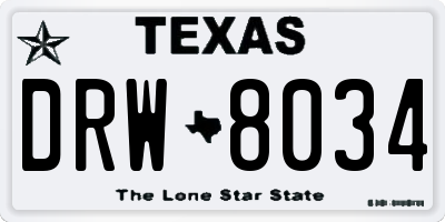 TX license plate DRW8034