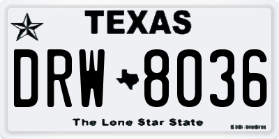 TX license plate DRW8036