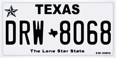 TX license plate DRW8068