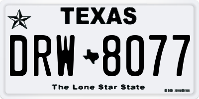 TX license plate DRW8077