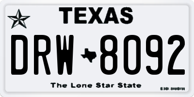 TX license plate DRW8092