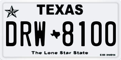 TX license plate DRW8100