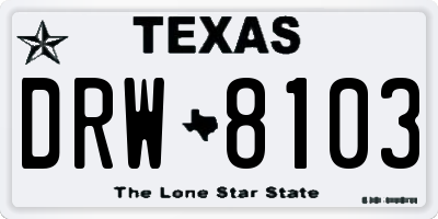 TX license plate DRW8103