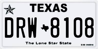 TX license plate DRW8108