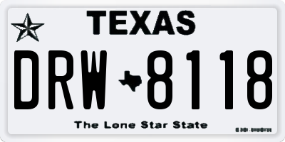 TX license plate DRW8118