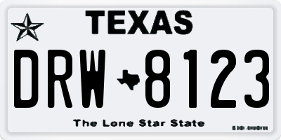 TX license plate DRW8123