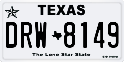 TX license plate DRW8149