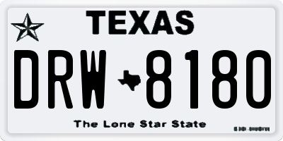 TX license plate DRW8180