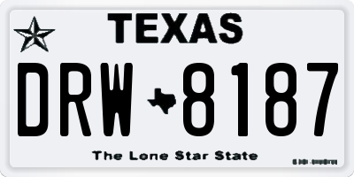 TX license plate DRW8187