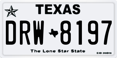 TX license plate DRW8197
