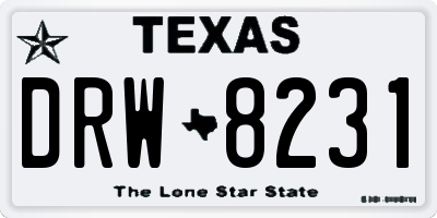 TX license plate DRW8231