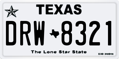 TX license plate DRW8321