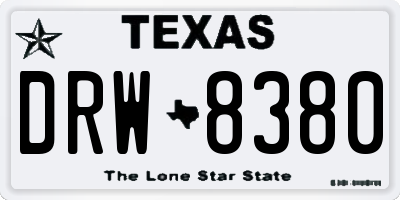 TX license plate DRW8380