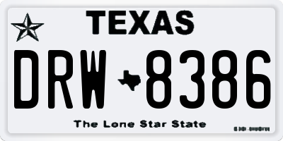 TX license plate DRW8386
