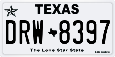 TX license plate DRW8397