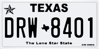 TX license plate DRW8401