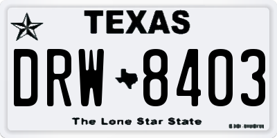 TX license plate DRW8403