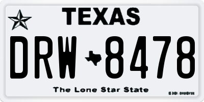 TX license plate DRW8478