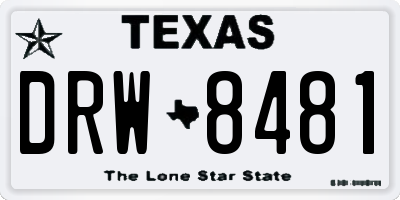 TX license plate DRW8481