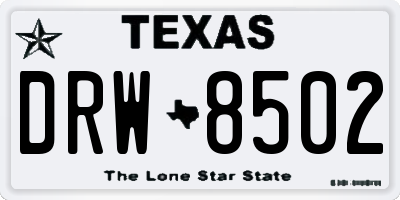 TX license plate DRW8502