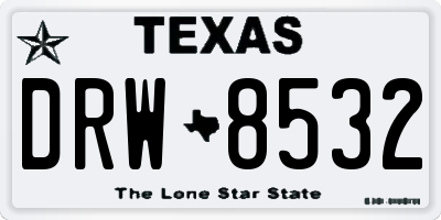 TX license plate DRW8532