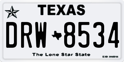 TX license plate DRW8534