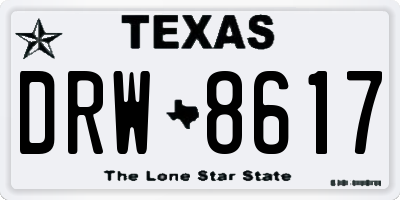 TX license plate DRW8617