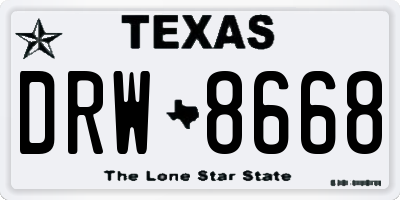 TX license plate DRW8668
