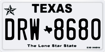 TX license plate DRW8680