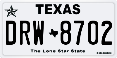TX license plate DRW8702