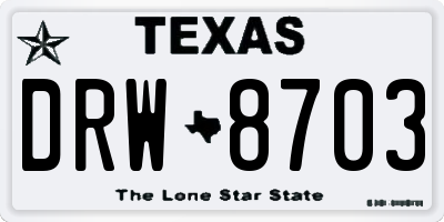TX license plate DRW8703