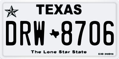 TX license plate DRW8706