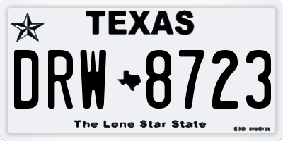 TX license plate DRW8723