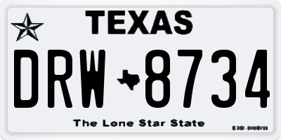 TX license plate DRW8734