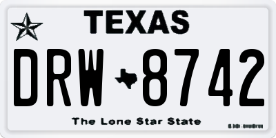 TX license plate DRW8742