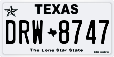 TX license plate DRW8747